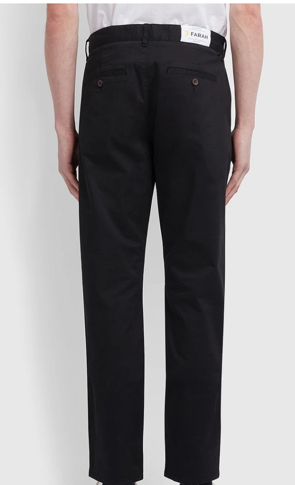 Farah Elm Regular Fit Twill Chinos In Black - Q23Menswear