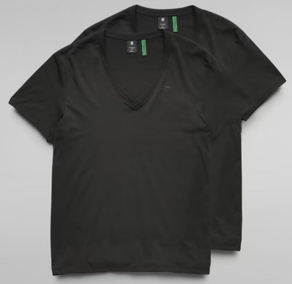 GStar RAW Base Heather T-Shirt 2-Pack V-Ncek Black Q23 Menswear Galway
