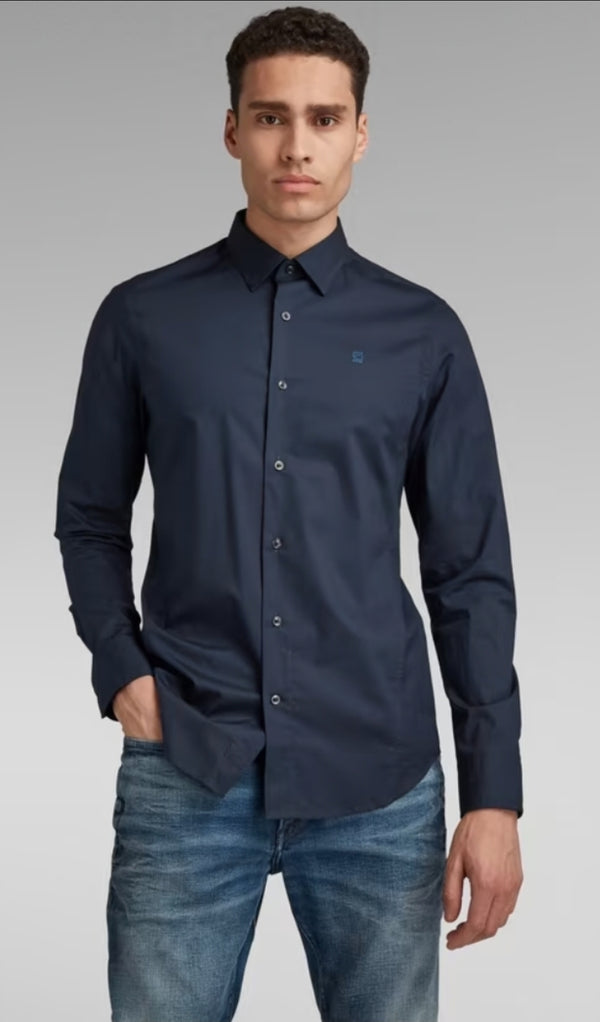 GStar Dressed Super Slim Shirt in Navy Q23 Menswear Galway