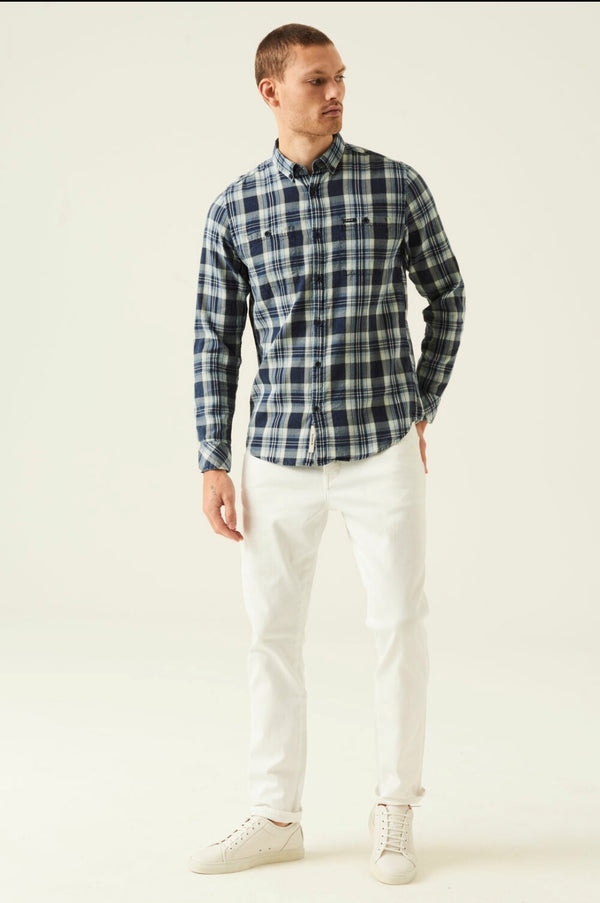 Garcia Checked Shirt Indigo Q23 Menswear Galway