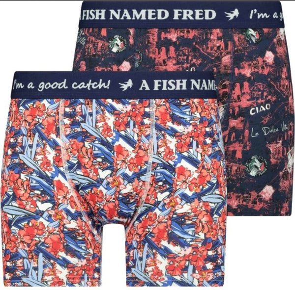 A Fish Named Fred 2 Pack Boxers Italy Red