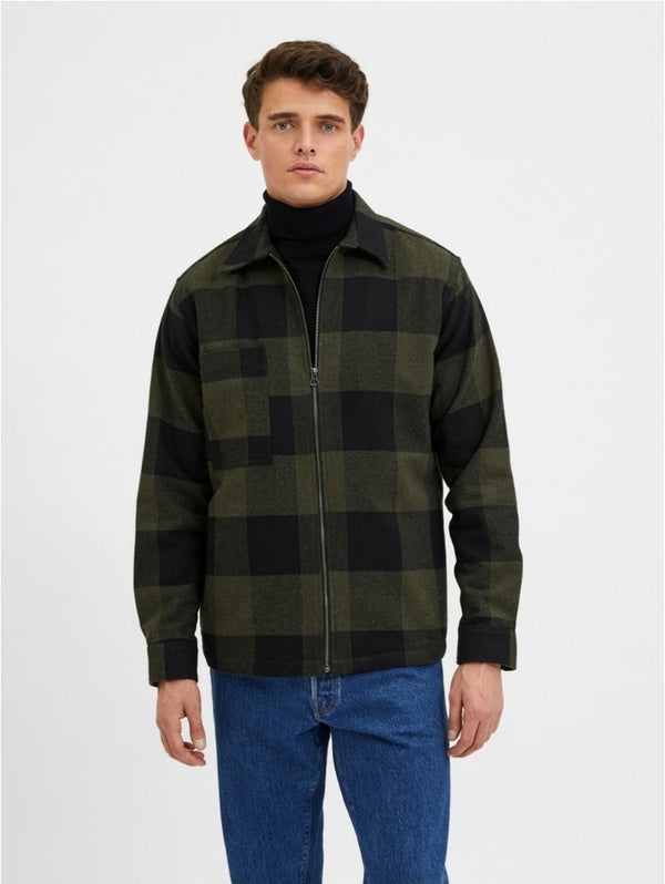 Selected Homme green and black checked shirt jacket Q23 Menswear Galway