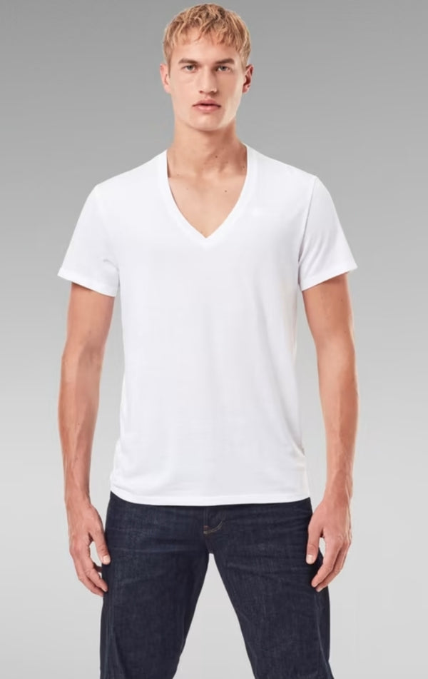 GStar RAW Base Heather T-Shirt 2-Pack V-Ncek White Q23 Menswear Galway