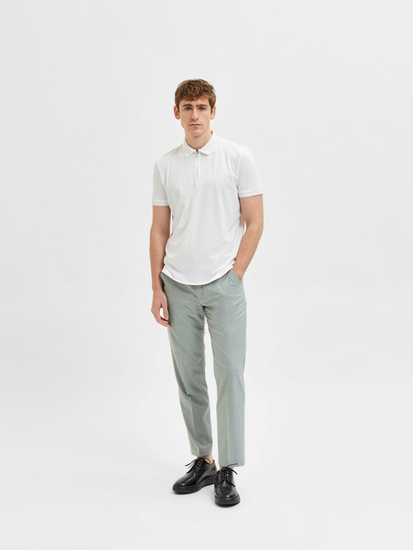 Selected Homme Fave Zip Polo White Q23 Menswear Galway