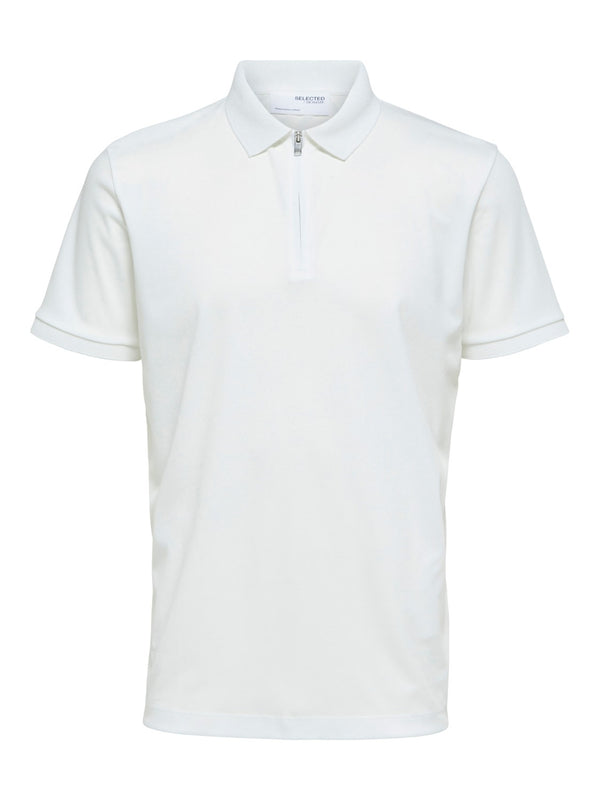 Selected Homme Fave Zip Polo White Q23 Menswear Galway