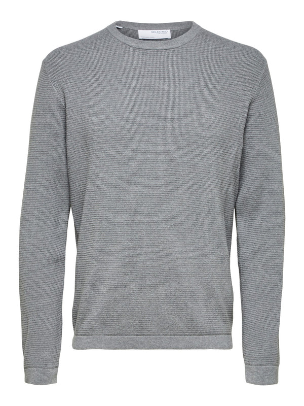 Selected Homme Rocks Crew Knit in Light Grey