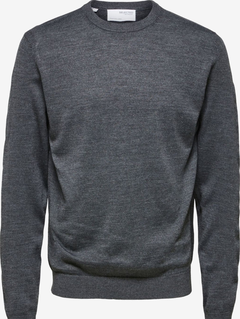 Selected Homme Town Merino Coolmax Knit Crew in Grey www.q23menswear.com