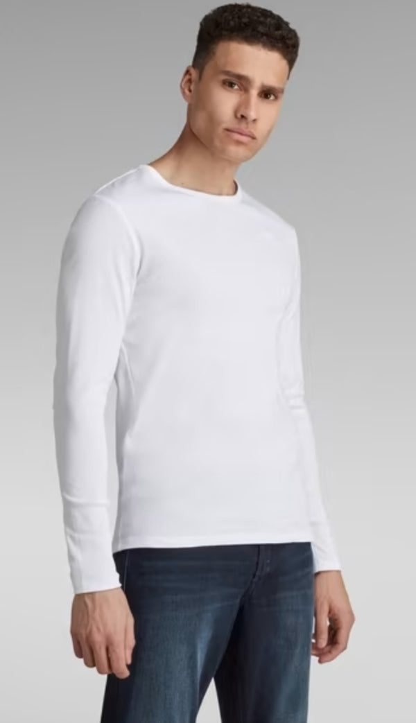 GSTAR RAW BASIC ROUND NECK T-SHIRT in White - Q23Menswear