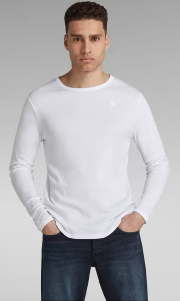 GSTAR RAW BASIC ROUND NECK T-SHIRT in White - Q23Menswear