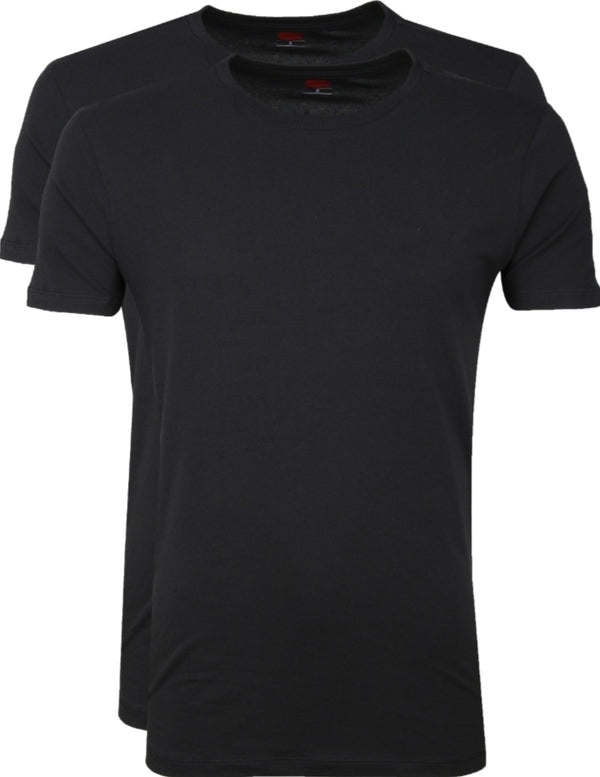 Levis Mens Solid Crew Neck T-Shirt 2 Pack Black - Q23Menswear
